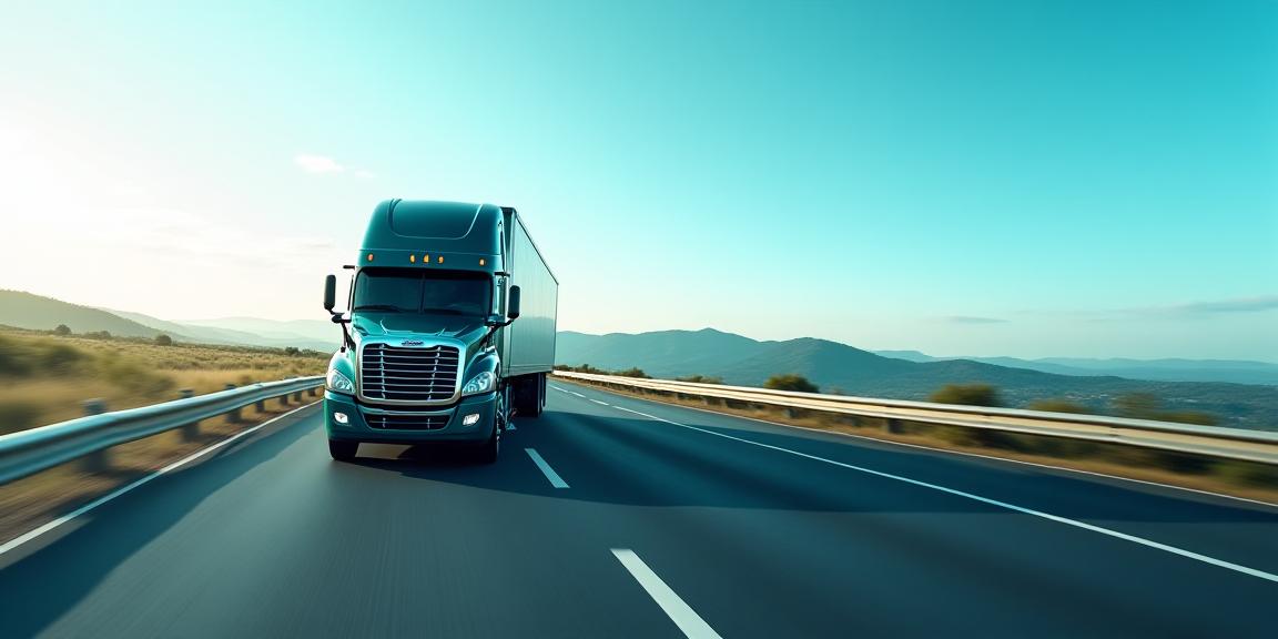Modern logistics fleet on a highway